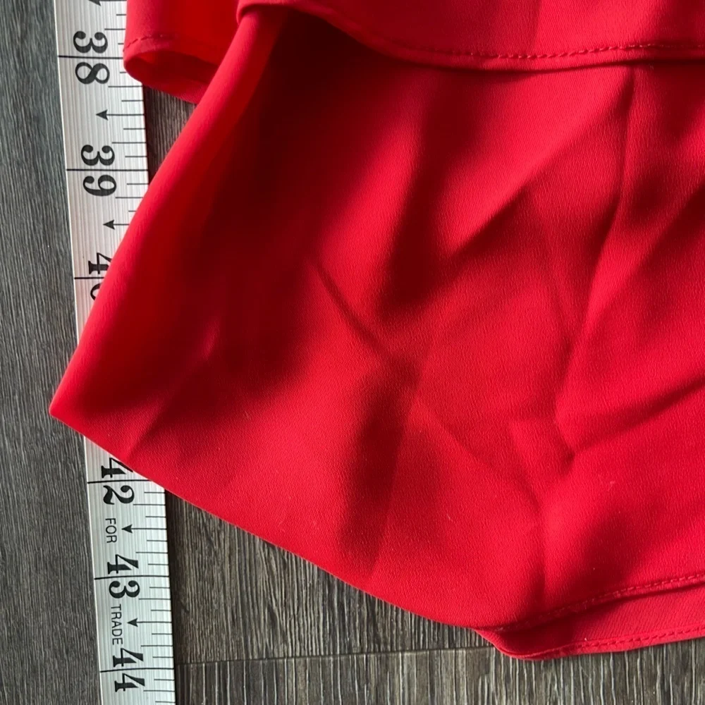 Amanda Uprichard | Red Spaghetti Strap Ruffled Asymmetrical Hem Mini Dress